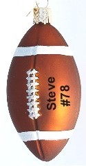 Football Glass Christmas Ornament Personalized FREE at PersonalizedOrnamentsMarket.com by Russell Rhodes