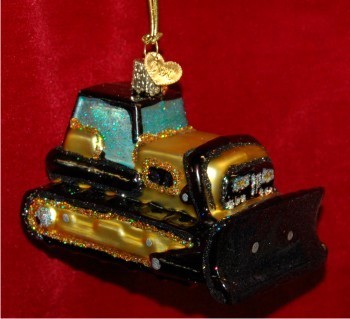 Bulldozer Christmas Ornament Personalized FREE at PersonalizedOrnamentsMarket.com by Russell Rhodes