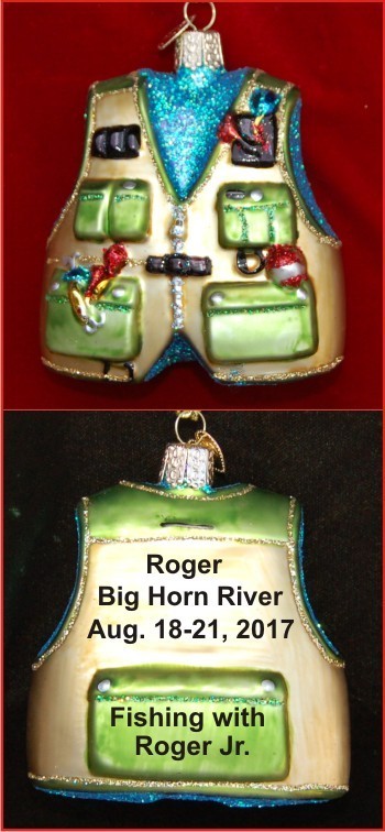 Weekend Pro Fishing Vest Christmas Ornament Personalized FREE at PersonalizedOrnamentsMarket.com by Russell Rhodes