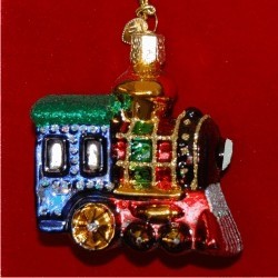 Choo Choo Train Blown Glass Christmas Ornament Personalized FREE at PersonalizedOrnamentsMarket.com by Russell Rhodes