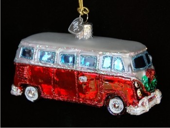 Camper Van Glass Christmas Ornament Personalized FREE at PersonalizedOrnamentsMarket.com by Russell Rhodes