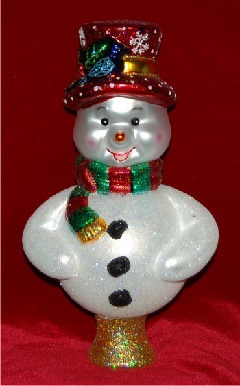 Snowman with Holiday Top Hat Tree Topper Personalized FREE at PersonalizedOrnamentsMarket.com by Russell Rhodes