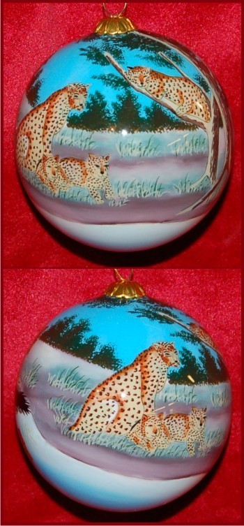 Natural Beauty: Leopards in the Wild Christmas Ornament Personalized FREE at PersonalizedOrnamentsMarket.com by Russell Rhodes