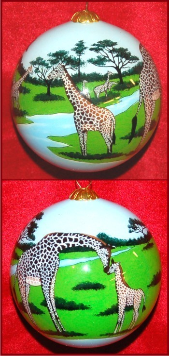 Natural Beauty: Giraffes in the Wild Christmas Ornament Personalized FREE at PersonalizedOrnamentsMarket.com by Russell Rhodes