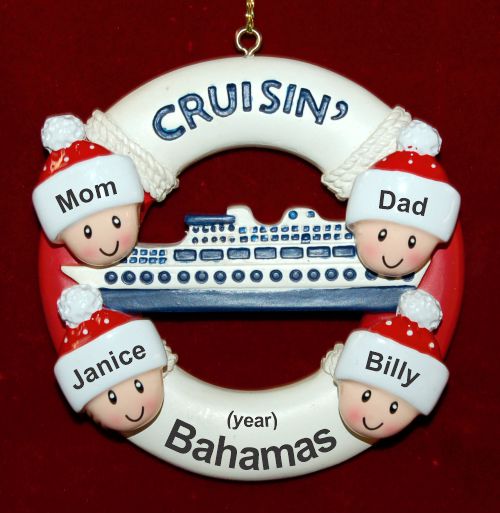 Family Cruise Christmas Ornament for 4 Personalized by RussellRhodes.com