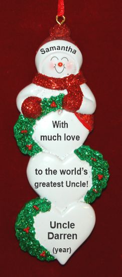 Lots of Love to Uncle Christmas Ornament Personalized FREE at PersonalizedOrnamentsMarket.com by Russell Rhodes