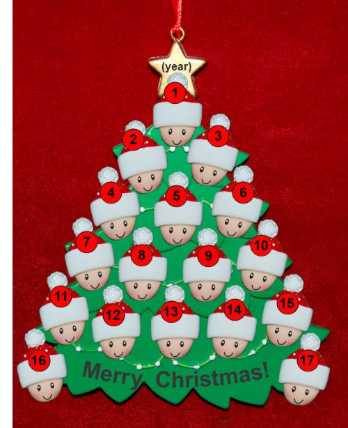 Family of 17 Christmas Ornament with Optional Pets Custom Added Personalized FREE at PersonalizedOrnamentsMarket.com by Russell Rhodes