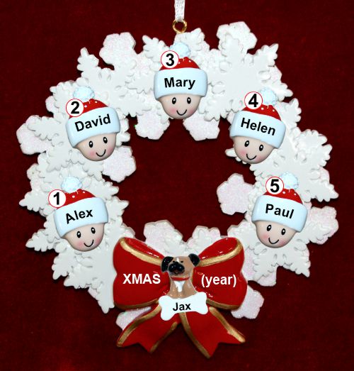 Grandparents Christmas Ornament Celebration Wreath Red Bow 5 Grandkids Personalized by RussellRhodes.com