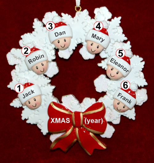 Grandparents Christmas Ornament Celebration Wreath Red Bow 6 Grandkids Personalized by RussellRhodes.com