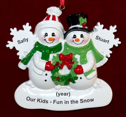 Family Christmas Ornament White Xmas Just the 2 Kids Personalized FREE at PersonalizedOrnamentsMarket.com by Russell Rhodes