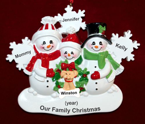 Single Mom Christmas Ornament 2 Kids with Pets White Xmas Personalized by RussellRhodes.com