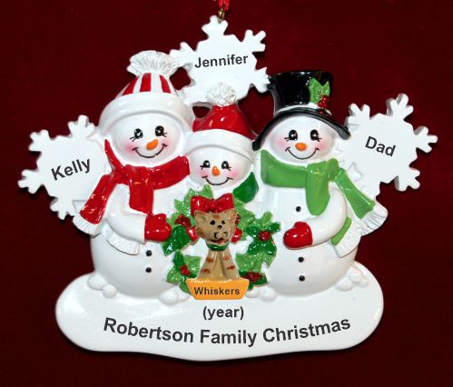 Single Dad Christmas Ornament 2 Kids with Pets White Xmas Personalized by RussellRhodes.com