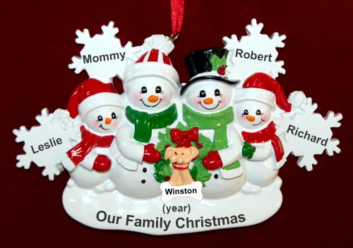 Single Mom Christmas Ornament 3 Kids with Pets White Xmas Personalized by RussellRhodes.com