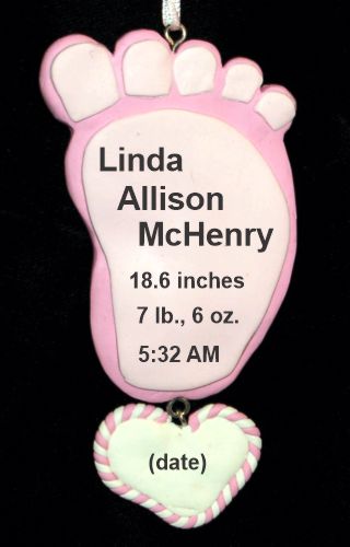 Baby Girl Christmas Ornament Birth Stats Personalized by RussellRhodes.com