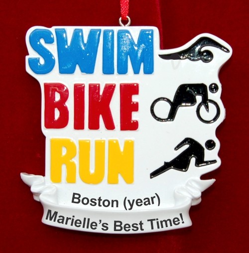 Triathlon Christmas Ornament Our Champ Personalized by RussellRhodes.com