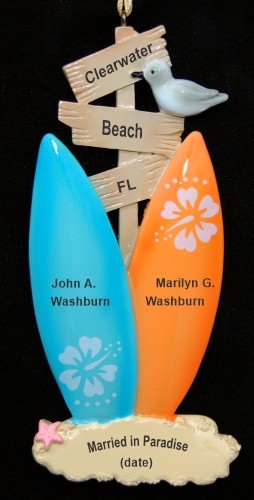 Beach Wedding Christmas Ornament Personalized by RussellRhodes.com