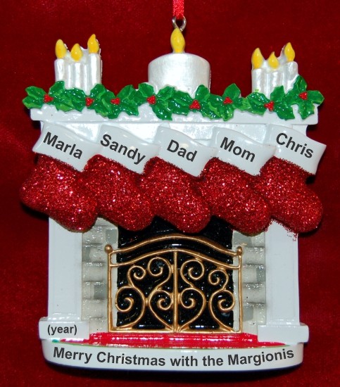 Family Christmas Ornament Holiday Hearth for 5 Personalized by RussellRhodes.com