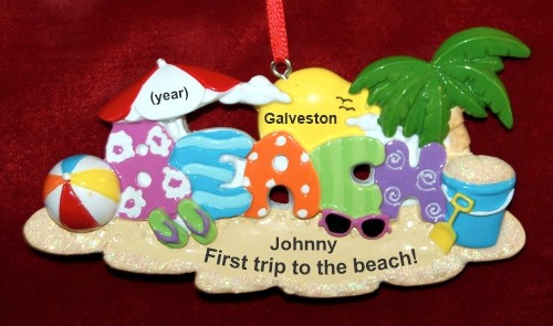 First Trip to the Beach Christmas Ornament Personalized by RussellRhodes.com