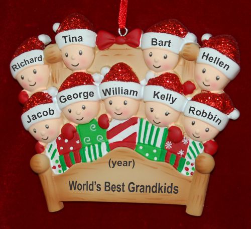 Grandparents Christmas Ornament 4-Poster Fun for 9 Grandkids Personalized by RussellRhodes.com