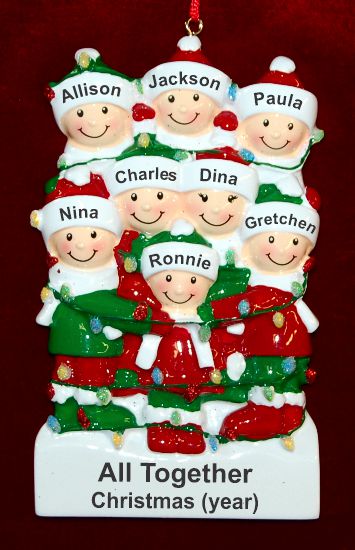 Family Christmas Ornament Holiday Lights for 8 Personalized by RussellRhodes.com