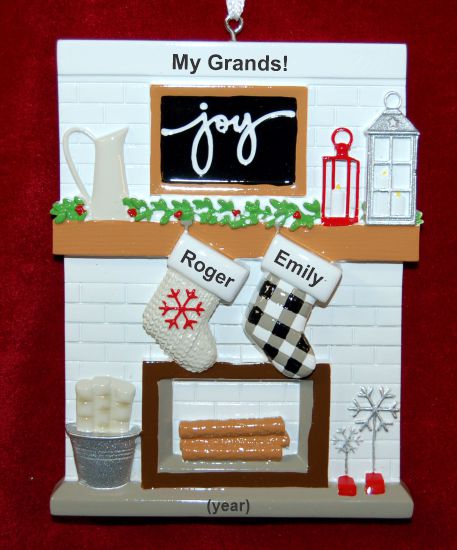 2 Grandkids Ornament Holiday Mantel Personalized by RussellRhodes.com