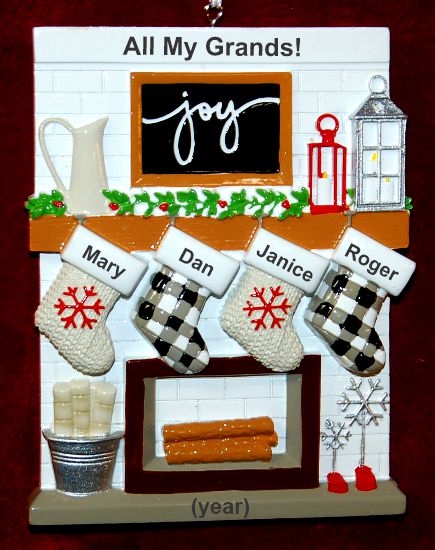 4 Grandkids Ornament Holiday Mantel Personalized by RussellRhodes.com