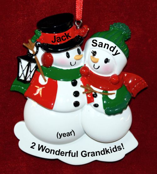 2 Grandkids Christmas Ornament Winter Joy with Optional Pets Custom Added Personalized FREE at PersonalizedOrnamentsMarket.com by Russell Rhodes