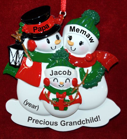 1 Grandchild Christmas Ornament Winter Joy with Optional Pets Custom Added Personalized FREE at PersonalizedOrnamentsMarket.com by Russell Rhodes