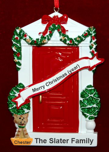 Front Door Christmas Ornament with 1 Dog, Cat, Pets Custom Add-ons Personalized by RussellRhodes.com