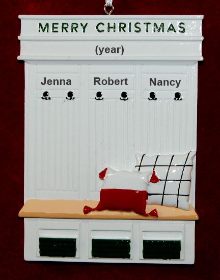 Family of 3 Ornament Mudroom with Optional Dogs, Cats, or Other Pets Personalized by RussellRhodes.com