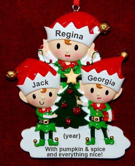 3 Grandkids Ornament Elf Magic with Optional Dogs, Cats, or Other Pets Personalized by RussellRhodes.com