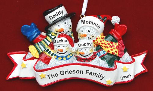 Family Christmas Ornament Warm Woolens for 4 Personalized by RussellRhodes.com