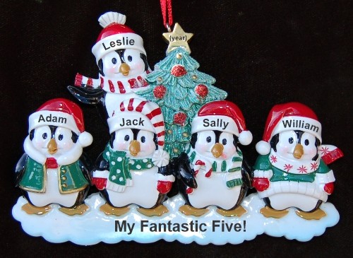 Grandparents Christmas Ornament Winter Penguins 5 Grandkids Personalized by RussellRhodes.com