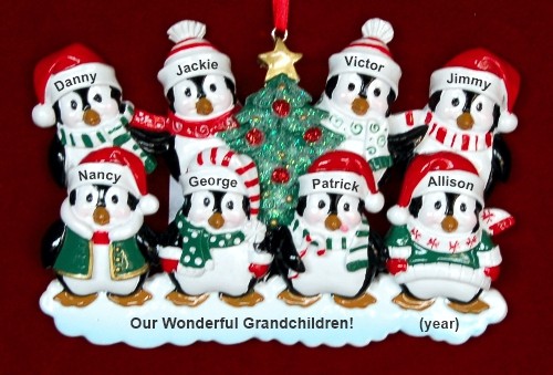 Grandparents Christmas Ornament Winter Penguins 8 Grandkids Personalized by RussellRhodes.com