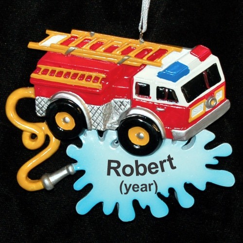 Fireman Firetruck Christmas Ornament Personalized by RussellRhodes.com