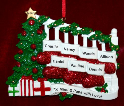 Grandparents Christmas Ornament Stockings Hung 7 Grandkids Personalized by RussellRhodes.com