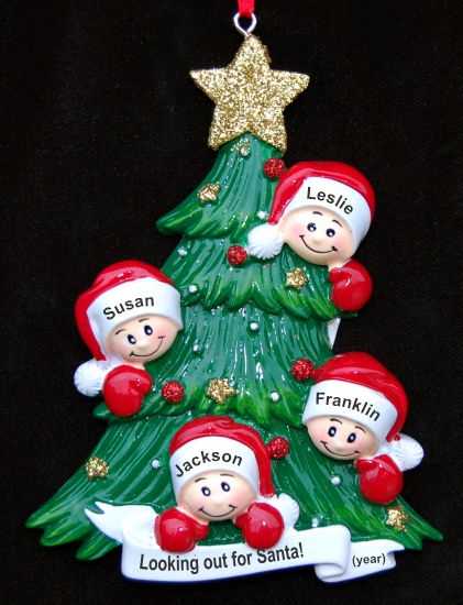 Family Christmas Ornament Looking for Santa Our 4 Kids Personalized by RussellRhodes.com