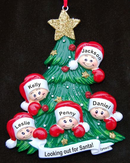 Family Christmas Ornament Looking for Santa Our 5 Kids Personalized by RussellRhodes.com