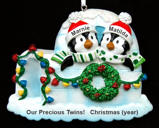 Igloo Twins Christmas Ornament Personalized by RussellRhodes.com