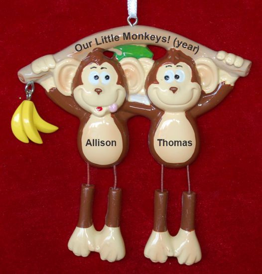 Monkey See Monkey Do 2 Grandkids Christmas Ornament Personalized by RussellRhodes.com