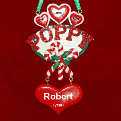 I love Poppy Christmas Ornament Personalized by RussellRhodes.com