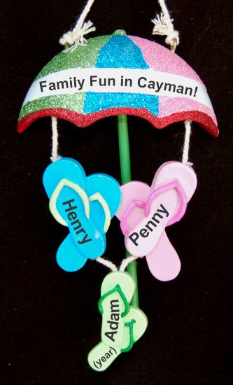 Family Christmas Ornament Beach for 3 Personalized by RussellRhodes.com