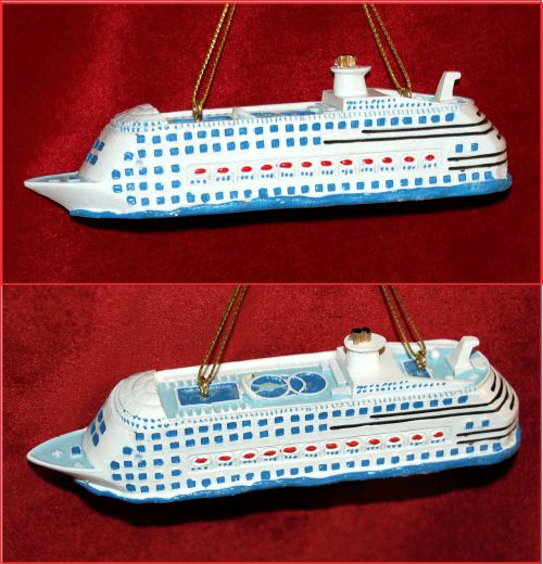 Cruise Ship Christmas Ornament Personalized FREE at PersonalizedOrnamentsMarket.com by Russell Rhodes