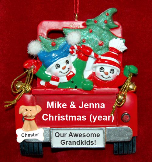 Grandparents Christmas Ornament 2 Grandkids We Got the Tree! with Dogs, Cats, Pets Custom Add-ons Personalized by RussellRhodes.com