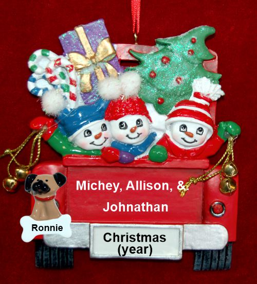 Family Christmas Ornament We Got the Tree! Just the 3 Kids with 1 Dog, Cat, Pets Custom Add-ons Personalized by RussellRhodes.com