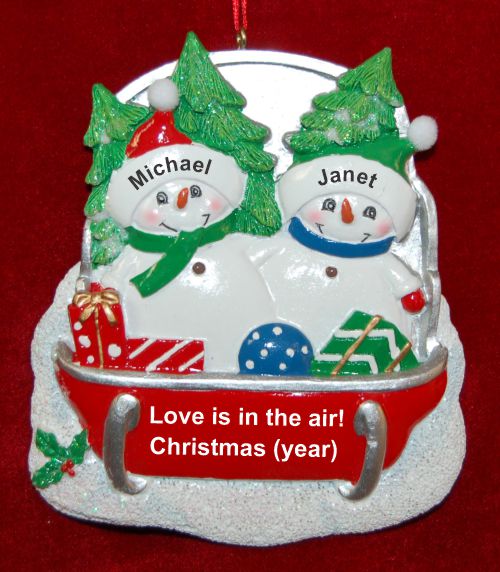 Grandparents Christmas Ornament 2 Grandkids Sledding Fun Personalized by RussellRhodes.com