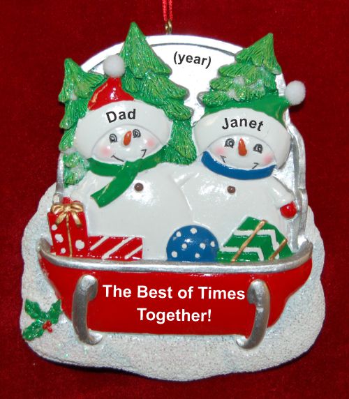 Single Dad Christmas Ornament Sledding Fun 1 Child Personalized by RussellRhodes.com