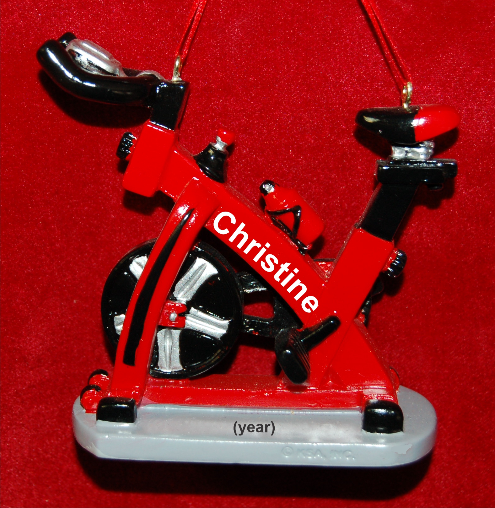 Exercise Bike Christmas Ornament Personalized FREE at PersonalizedOrnamentsMarket.com by Russell Rhodes