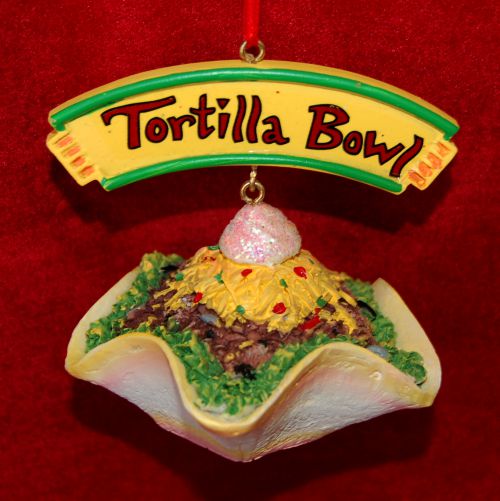 Mexican Food Taco Salad Christmas Ornament Personalized FREE at PersonalizedOrnamentsMarket.com by Russell Rhodes