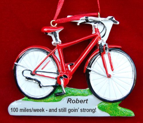 Biking Christmas Ornament Blue Personalized by RussellRhodes.com